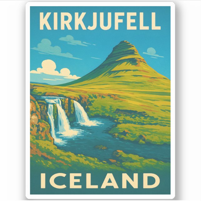 Retro Vintage Travel Iceland Kirkjufell Mountain (Front)