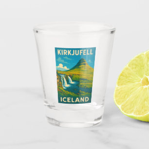 Retro Vintage Travel Iceland Kirkjufell Mountain Shot Glass