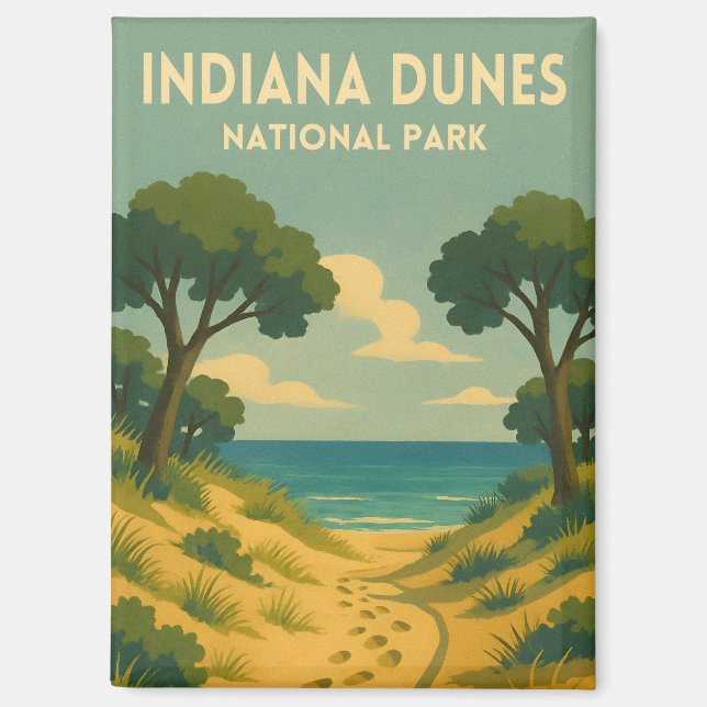 Retro Vintage Travel Indiana Dunes National Park Magnet (Front)