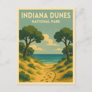 Retro Vintage Travel Indiana Dunes National Park Postcard
