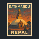 Retro Vintage Travel Kathmandu Nepal Temple Scenic Postcard<br><div class="desc">Step into the heart of the Nepal with this retro travel-inspired postcard featuring Kathmandu's iconic monkey temple. Infused with nostalgic vibes and vintage charm,  this piece is perfect for explorers,  spiritual seekers,  and fans of retro travel aesthetics.</div>