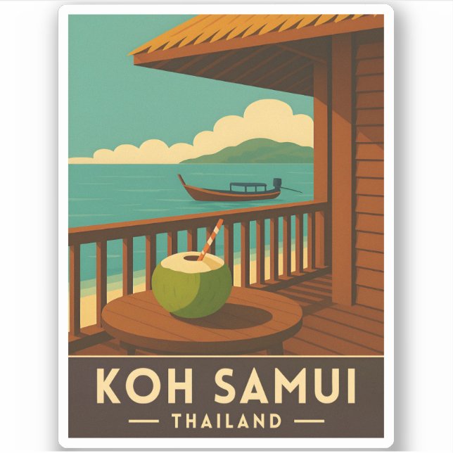 Retro Vintage Travel Koh Samui Island Thailand (Front)