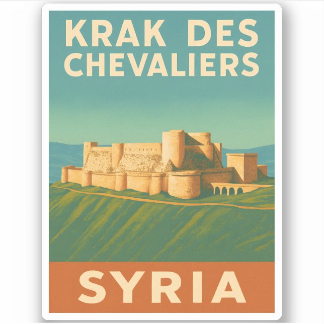 Retro Vintage Travel Krak des Chevaliers Castle (Front)