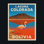 Retro Vintage Travel Laguna Colorada Bolivia  Postcard<br><div class="desc">Experience the surreal beauty of Bolivia with this vintage travel-inspired postcard featuring Laguna Colorada. With its vibrant red waters and striking high-altitude landscape,  this piece captures the otherworldly charm of one of South America’s hidden gems.</div>