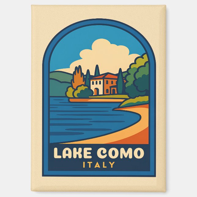 Retro Vintage Travel Lake Como Italy Landscape Magnet (Front)