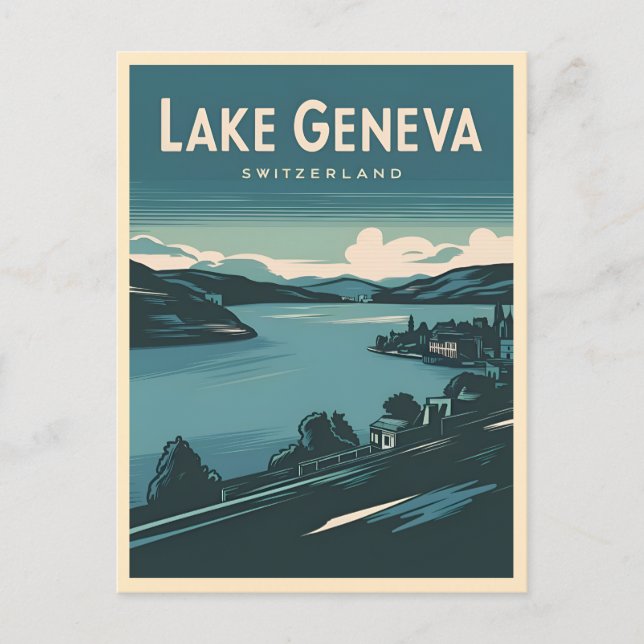 Retro Vintage Travel Lake Geneva Switzerland  Postcard (Front)