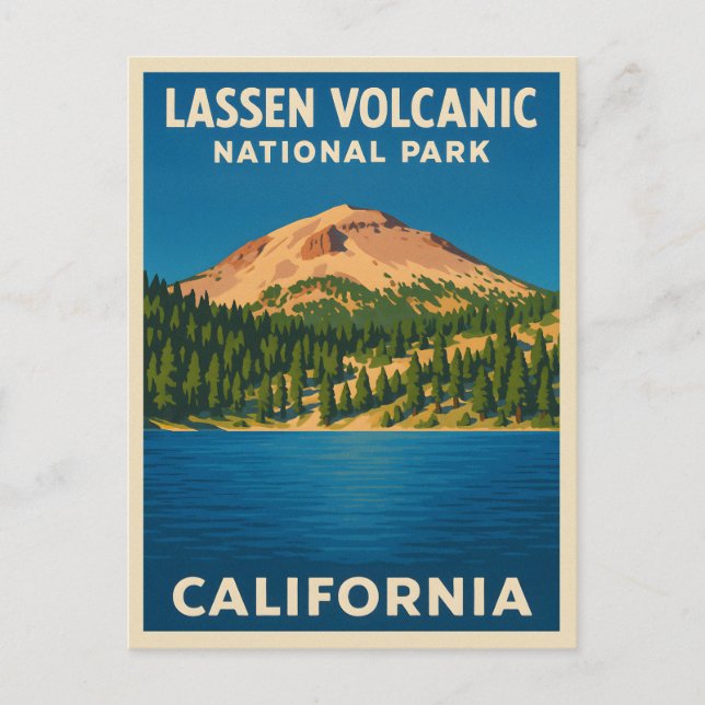 Retro Vintage Travel Lassen Volcanic National Park Postcard (Front)