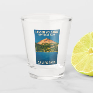 Retro Vintage Travel Lassen Volcanic National Park Shot Glass
