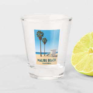 Retro Vintage Travel Malibu Beach California Coast Shot Glass