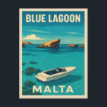 Retro Vintage Travel Malta Blue Lagoon Seaside Postcard<br><div class="desc">Dive into Mediterranean bliss with this vintage travel-inspired postcard featuring the stunning Blue Lagoon in Malta. Featuring the island’s iconic sparkling blue waters and classic Mediterranean charm in rich retro hues,  this piece is perfect for travel enthusiasts,  fans of vintage travel aesthetics,  and those chasing endless summer vibes.</div>