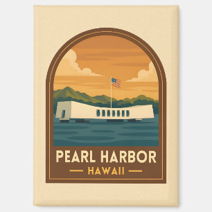 Retro Vintage Travel Pearl Harbour Memorial Hawaii Magnet