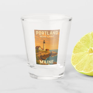 Retro Vintage Travel Portland Maine Lighthouse Shot Glass