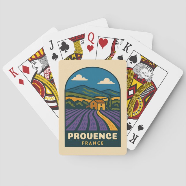 Retro Vintage Travel Provence France Landscape Playing Cards (Back)