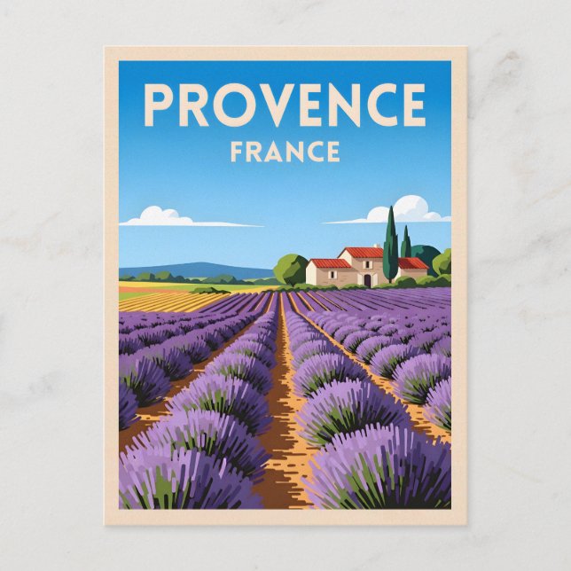 Retro Vintage Travel Provence France Landscape Postcard (Front)