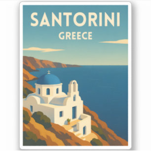 Retro Vintage Travel Santorini Greece Seaside