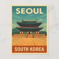 Retro Vintage Travel Seoul Korea Royal Palace