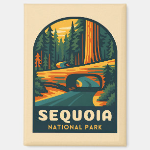 Retro Vintage Travel Sequoia National Park Nature Magnet