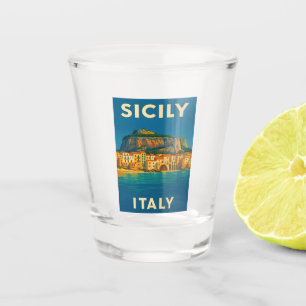 Retro Vintage Travel Sicily Italy Coastal Scenic Shot Glass