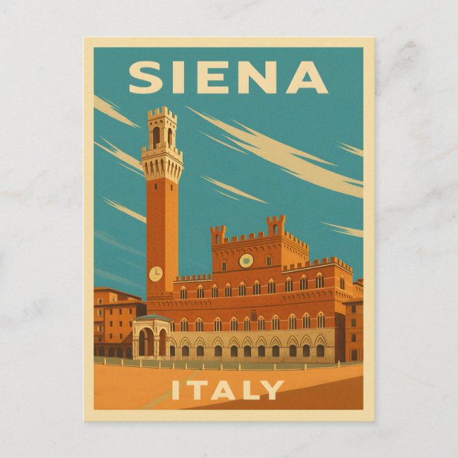 Retro Vintage Travel Siena Italy Scenic Postcard (Front)
