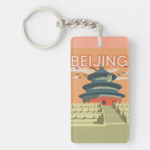 retro vintage travel souvenir Beijing China Key Ring