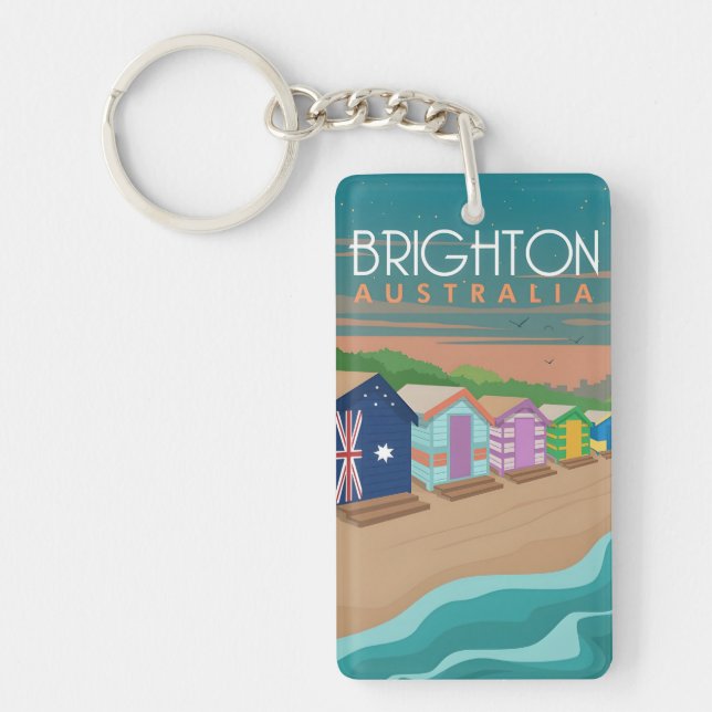 retro vintage travel souvenir Brighton Australia Key Ring (Front)