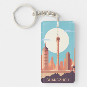 retro vintage travel souvenir GUANGZHOU China Key Ring