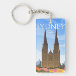 retro vintage travel souvenir Sydney Australia Key Ring