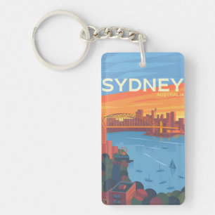 retro vintage travel souvenir Sydney Australia Key Ring