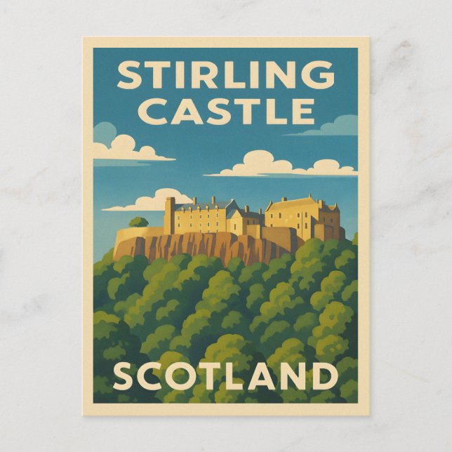 Retro Vintage Travel Stirling Castle Scotland Postcard (Front)