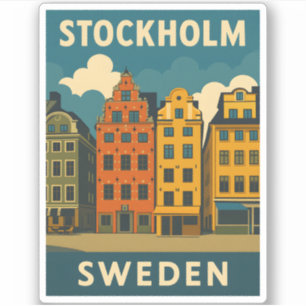 Retro Vintage Travel Stockholm Sweden Old Town