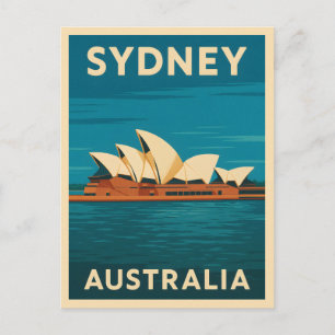 Retro Vintage Travel Sydney Opera House Australia Postcard