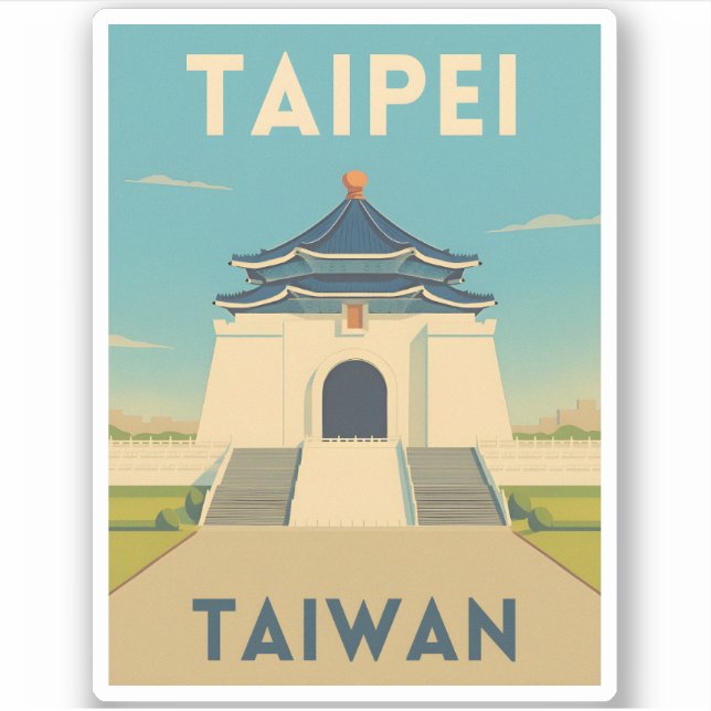 Retro Vintage Travel Taipei Taiwan Monument  (Front)