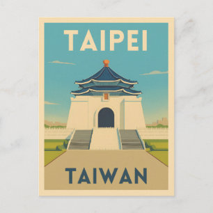 Retro Vintage Travel Taipei Taiwan Monument Postcard