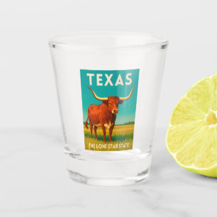 Retro Vintage Travel Texas Longhorn Cattle Shot Glass
