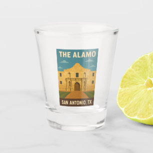 Retro Vintage Travel The Alamo San Antonio Texas Shot Glass