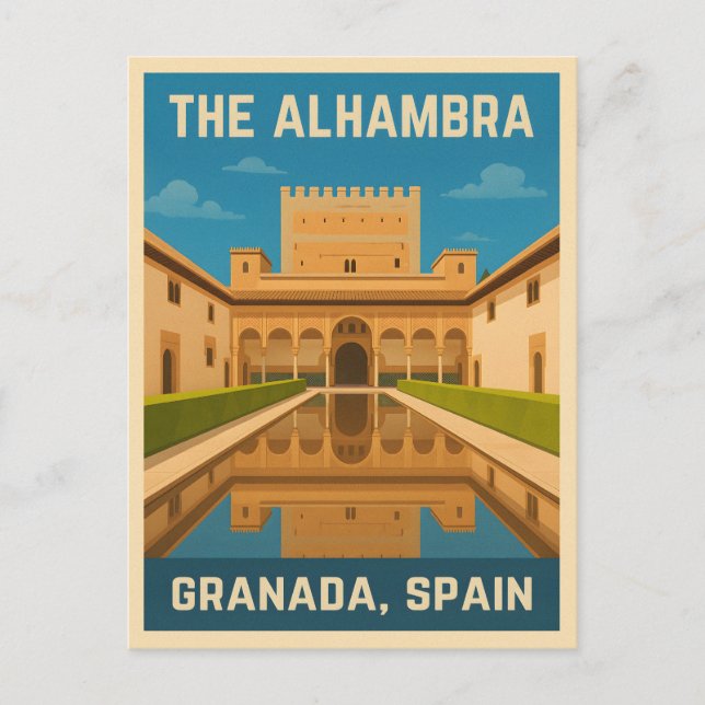 Retro Vintage Travel The Alhambra Granada Spain Postcard (Front)