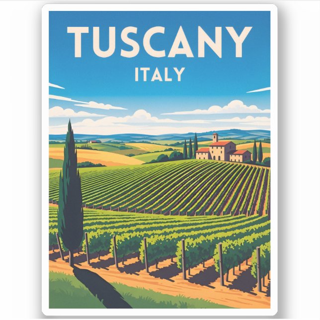 Retro Vintage Travel Tuscany Italy Vineyard  (Front)