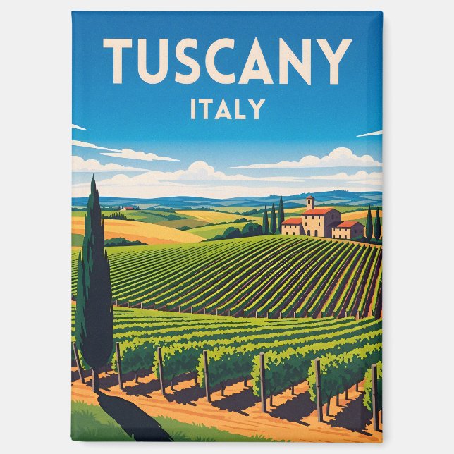 Retro Vintage Travel Tuscany Italy Vineyard  Magnet (Front)