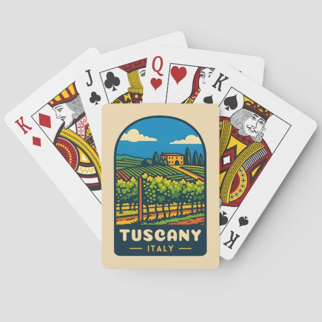 Retro Vintage Travel Tuscany Italy Vineyard  Playing Cards (Back)