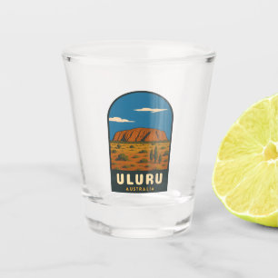 Retro Vintage Travel Uluru Australia Landscape Shot Glass