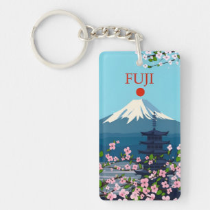retro vintage travel vacation souvenir Japan fuji Key Ring