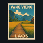 Retro Vintage Travel Vang Vieng Laos Scenic Postcard<br><div class="desc">Embrace the laid-back charm of Southeast Asia with this vintage travel-inspired postcard featuring Vang Vieng,  Laos. With classic retro tones and bold,  vintage style,  this piece is perfect for backpackers,  nature lovers,  and wanderers at heart.</div>