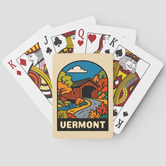 Retro Vintage Travel Vermont Landscape Scenic Playing Cards (Back)