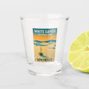 Retro Vintage Travel White Sands National Park Shot Glass