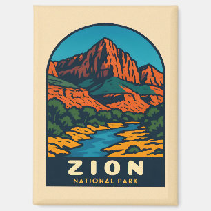 Retro Vintage Travel Zion National Park Utah Magnet