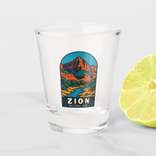 Retro Vintage Travel Zion National Park Utah Shot Glass