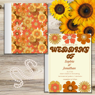 retro vintage trendy wedding invitation