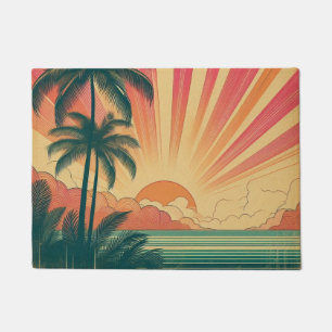Retro/vintage tropical/Hawaiian sunset Doormat