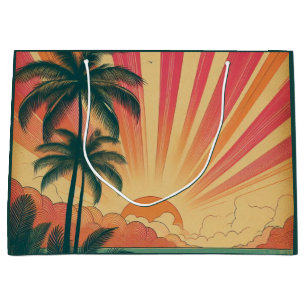 Retro/vintage tropical/Hawaiian sunset Large Gift Bag