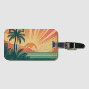 Retro/vintage tropical/Hawaiian sunset Luggage Tag